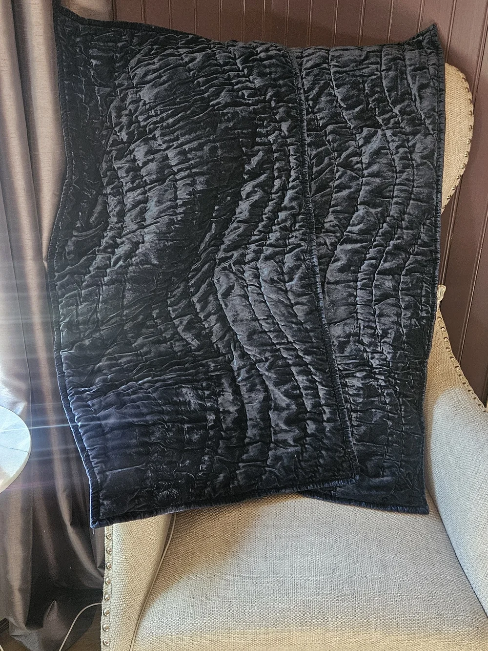 West Elm Lush Velvet Wave King Shams in Deep Navy